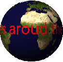 Sich drehender Globus mit Aufschrift: Linux goes around the world.